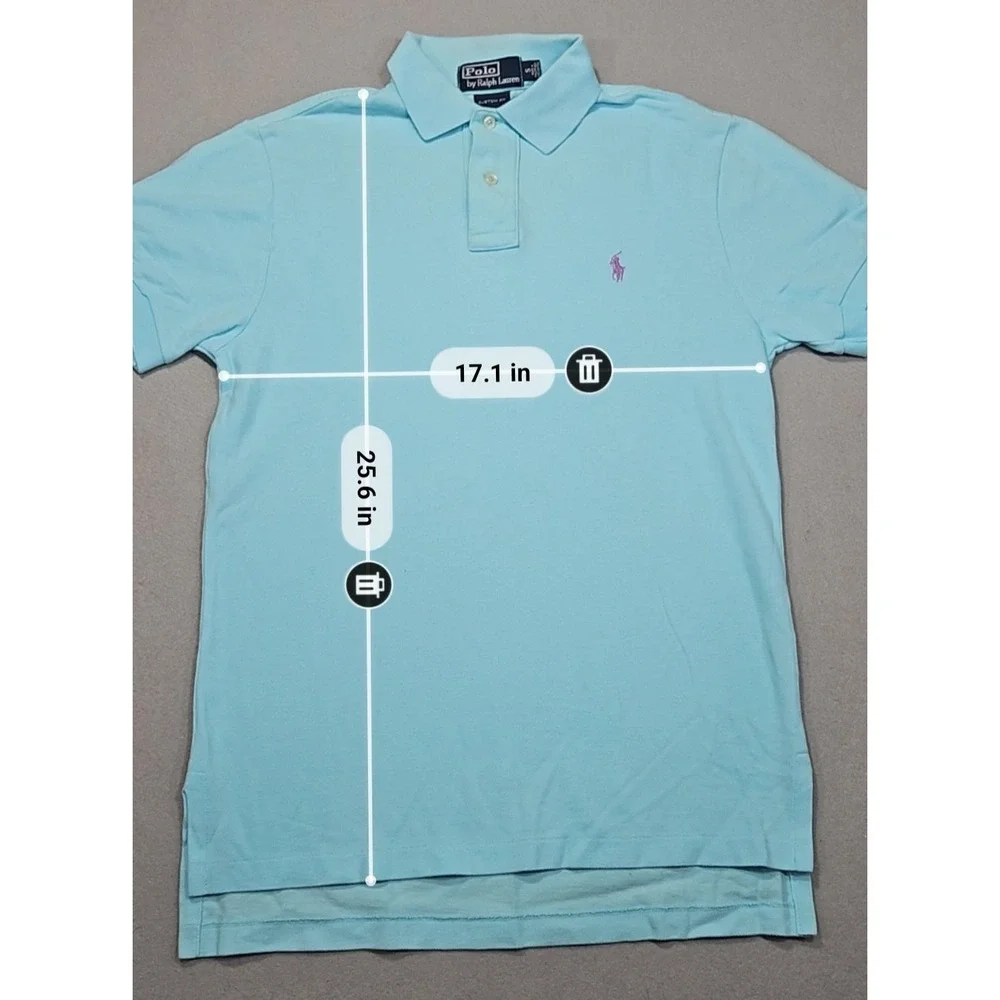 Polo Ralph Lauren Small Mens Light Blue Pink Pony Custom Fit Polo Shirt Pique